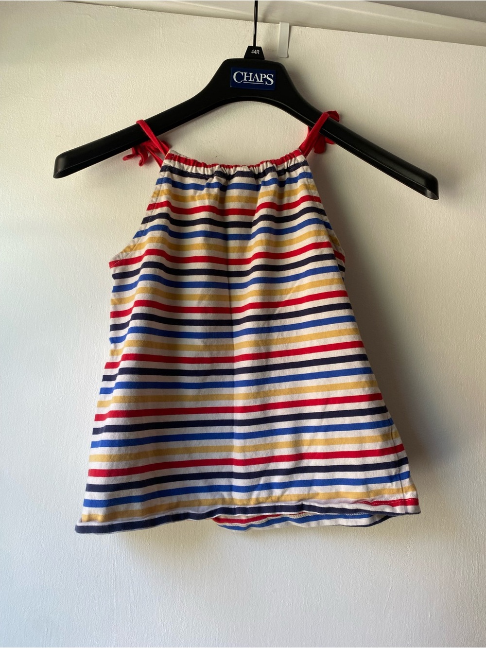Hanna Andersson Red Navy Yellow Stripe Tie-Shoulder Tank